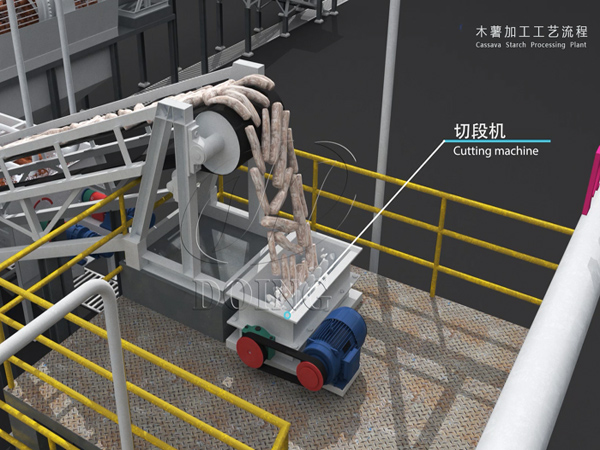 木薯淀粉生產(chǎn)加工設(shè)備破碎木薯原料過(guò)程3D視頻